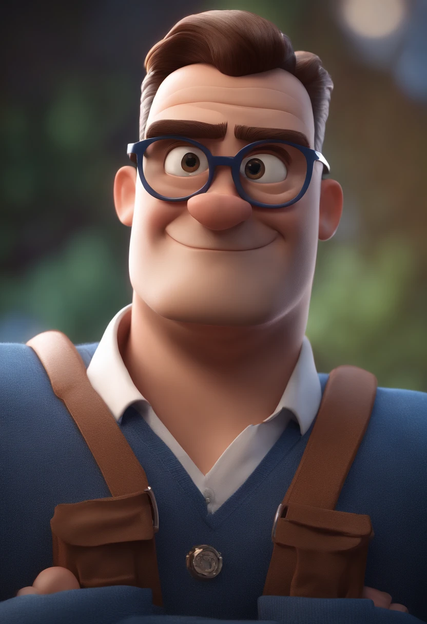 Cartoon character of a man with black glasses and a blue shirt, animation character, Caractere estilizado, animation style rendering, 3D estilizado, Arnold Maya render, 3 d render stylized, toon render keyshot, Personagem 3D, Personagem 3D, 3d rendering stylized, 3 d character render, personagem de desenho animado, Personagem de close up, Pose de personagem, (Estilo Pixar) (master part:1.2) (Bokeh) (best quality) (pele detalhada) (textura detalhada) (8k) (argila) (Cinematic lighting) (foco nítido