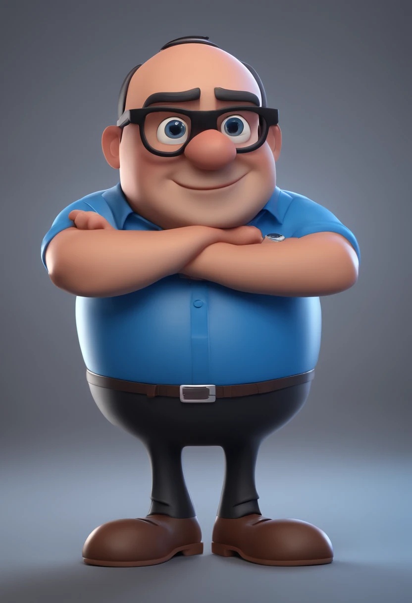 Cartoon character of a man with black glasses and a blue shirt, animation character, Caractere estilizado, animation style rendering, 3D estilizado, Arnold Maya render, 3 d render stylized, toon render keyshot, Personagem 3D, Personagem 3D, 3d rendering stylized, 3 d character render, personagem de desenho animado, Personagem de close up, Pose de personagem,  (Estilo Pixar) (master part:1.2) (Bokeh) (best quality) (pele detalhada) (textura detalhada) (8k) (argila) (Cinematic lighting) (foco nítido