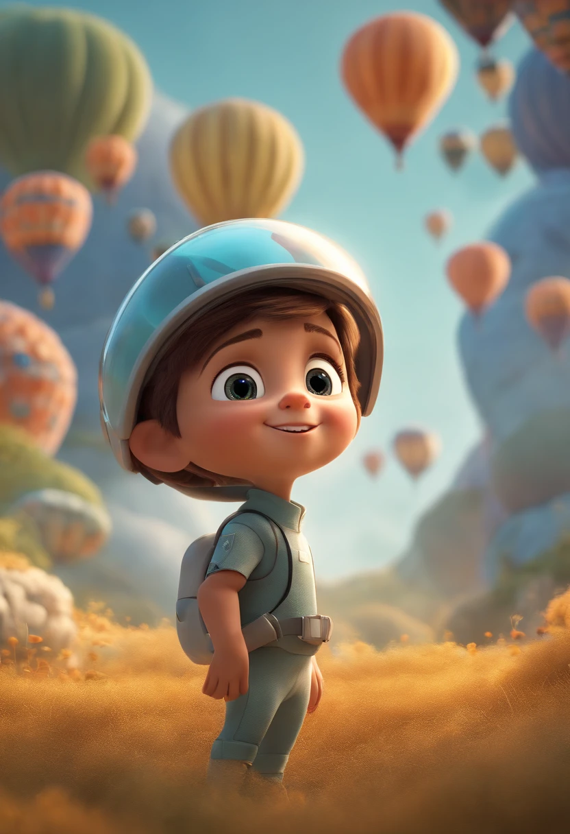 a happy cute ??? standing short hair, vestindo uma fantasia espacial, , fundo branco, barnet, tom, Estilo Pixar, ..3d, desenhos animados, rosto detalhado, asymmetrical 16k