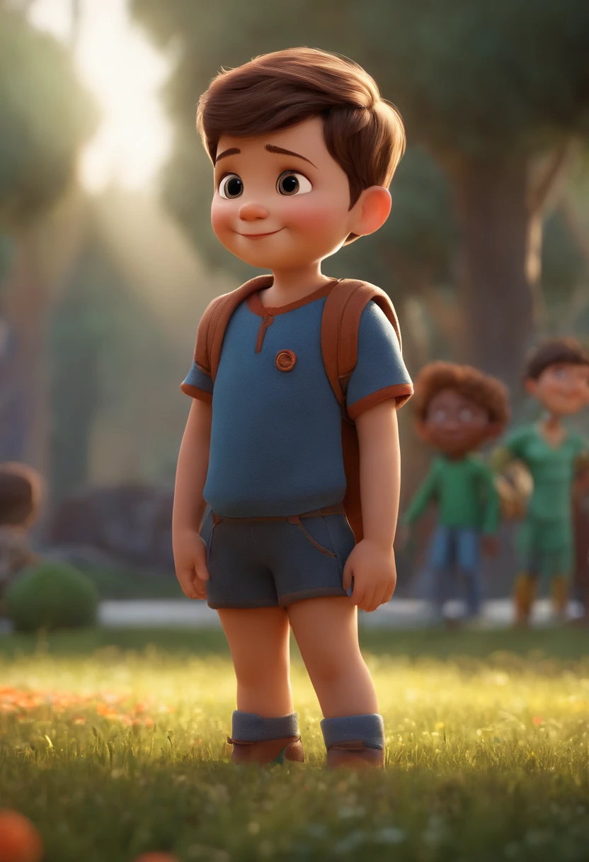 a happy cute ??? standing short hair, vestindo uma fantasia espacial, , fundo branco, barnet, Tom, Estilo Pixar, ....3d, desenhos animados, rosto detalhado, asymmetrical 16k