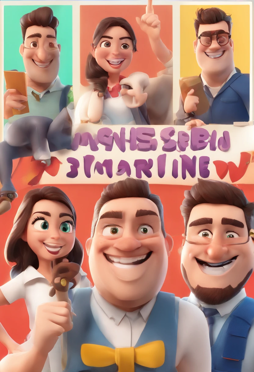 Smiling Man Illustration, sorriso insano, Homem de pele marrom com um sorriso gigante, happily smiling at the camera, sorriso atrevido, he's smiling, sorriso muito grande, Macho sorridente, foto de perfil headshot, rindo sorriso enorme, desenhando no estilo de Arte 3D, c4d, fundo de cor branco puro, estilo disney, estilo pixar render ilustracao Super Detalhe, 8k