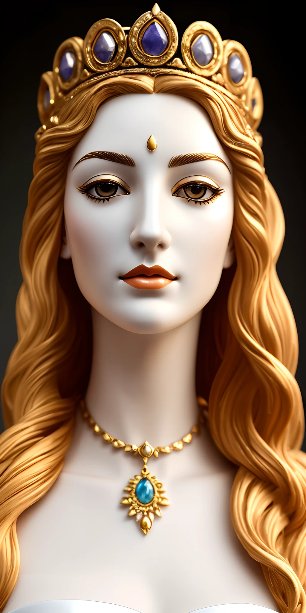 Goddess of greed and pleasure. Golden skin. Very large bust. NSFW