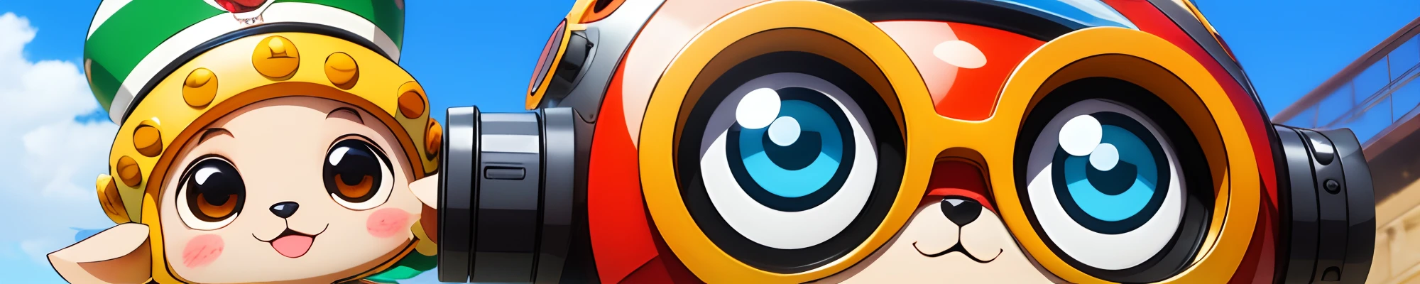 Mascot character, Hats, Lunette de soleil, wild, cute little, Robot lover, Mecha lover, eye glass, 2 head body