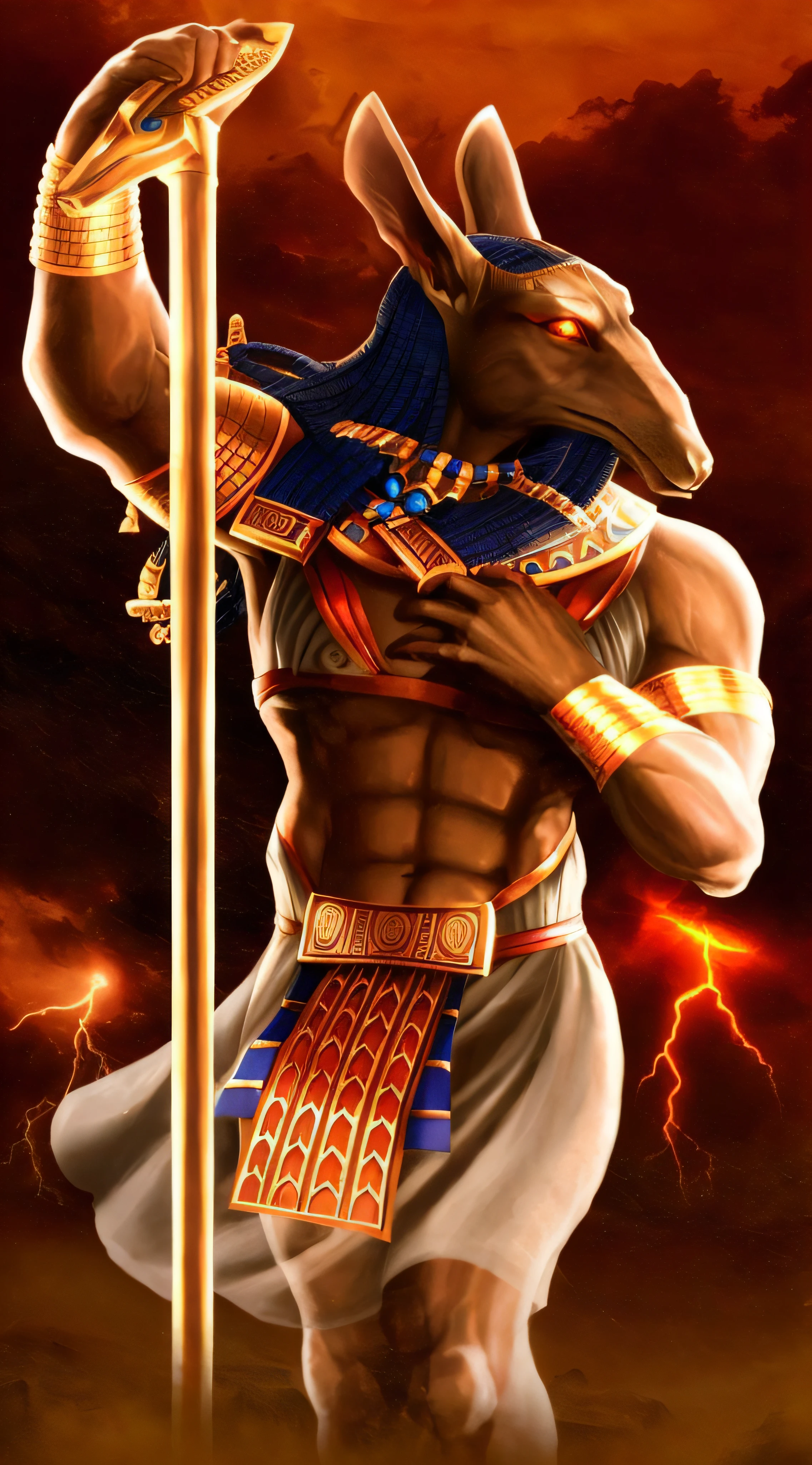 anubis the god of the ancient world, storm egyptian god, the egyptian god, angry god anubis, egyptian god, the god anubis, wind egyptian god, egypt god, egyptian warrior, anubis reptilian, anubis, photo of ghost of anubis, legendary god holding spear, egyptian samurai, anubis-reptilian, egyptian mythology