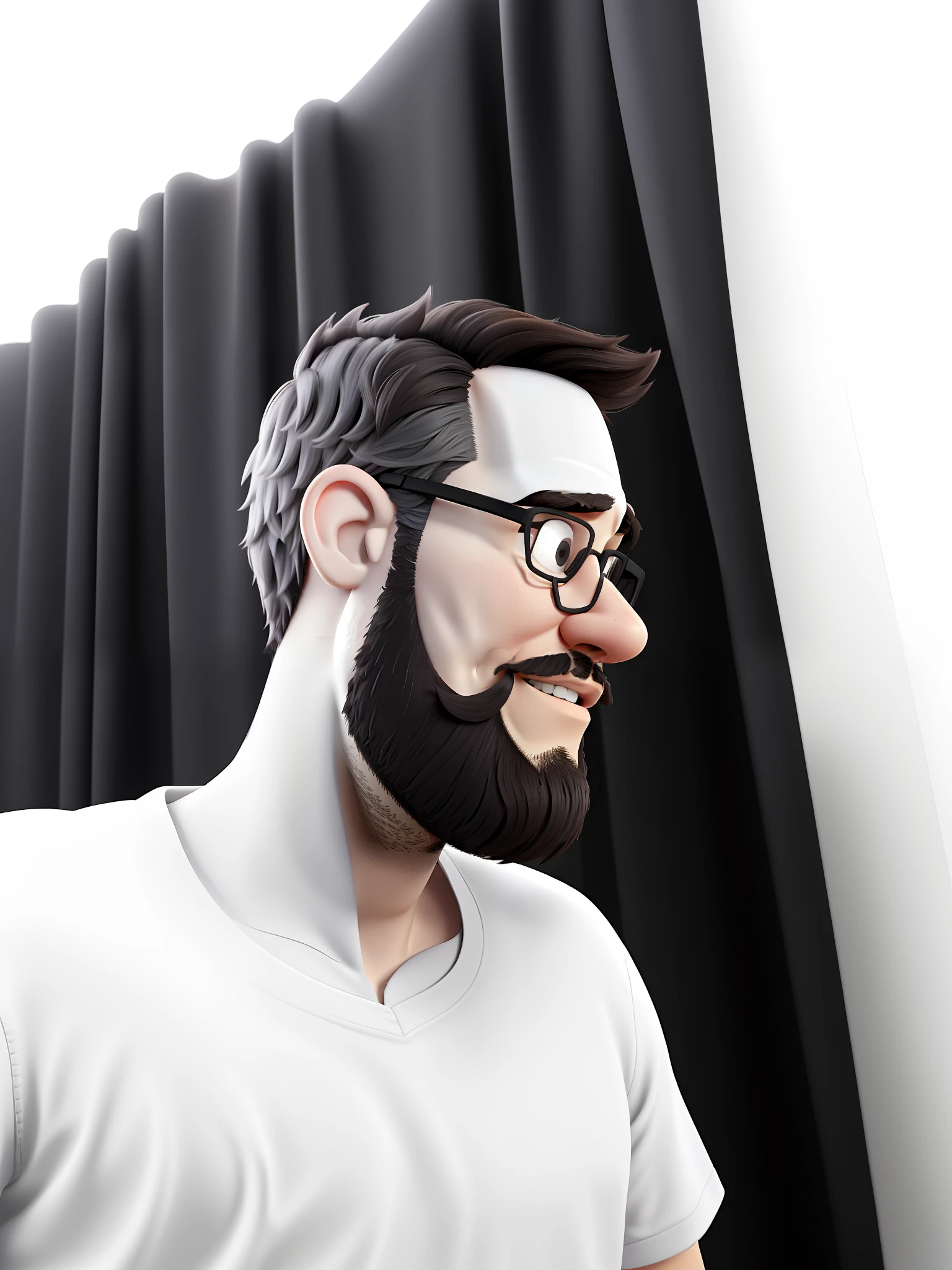 Redraw, acrescente um bigode e terno ao homem na imagem