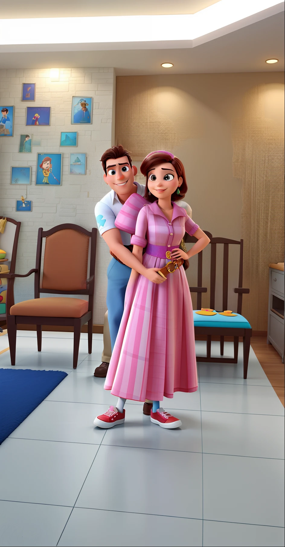 casal homem e mulher no estilo Disney Pixar, alta qualidade, melhor qualidade