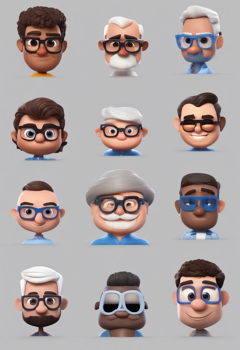 Cartoon character of a man with black glasses and a blue shirt, animation character, Caractere estilizado, animation style rendering, 3D estilizado, Arnold Maya render, 3 d render stylized, toon render keyshot, Personagem 3D, Personagem 3D, 3d rendering stylized, 3 d character render, personagem de desenho animado, Personagem de close up, Pose de personagem, (Estilo Pixar) (master part:1.2) (Bokeh) (best quality) (pele detalhada) (textura detalhada) (8k) (argila) (Cinematic lighting) (foco nítido