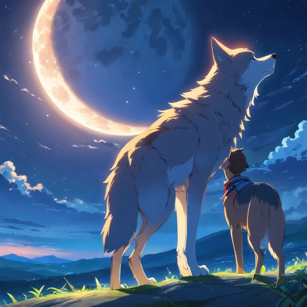 the Hero Wolf looking at the moon