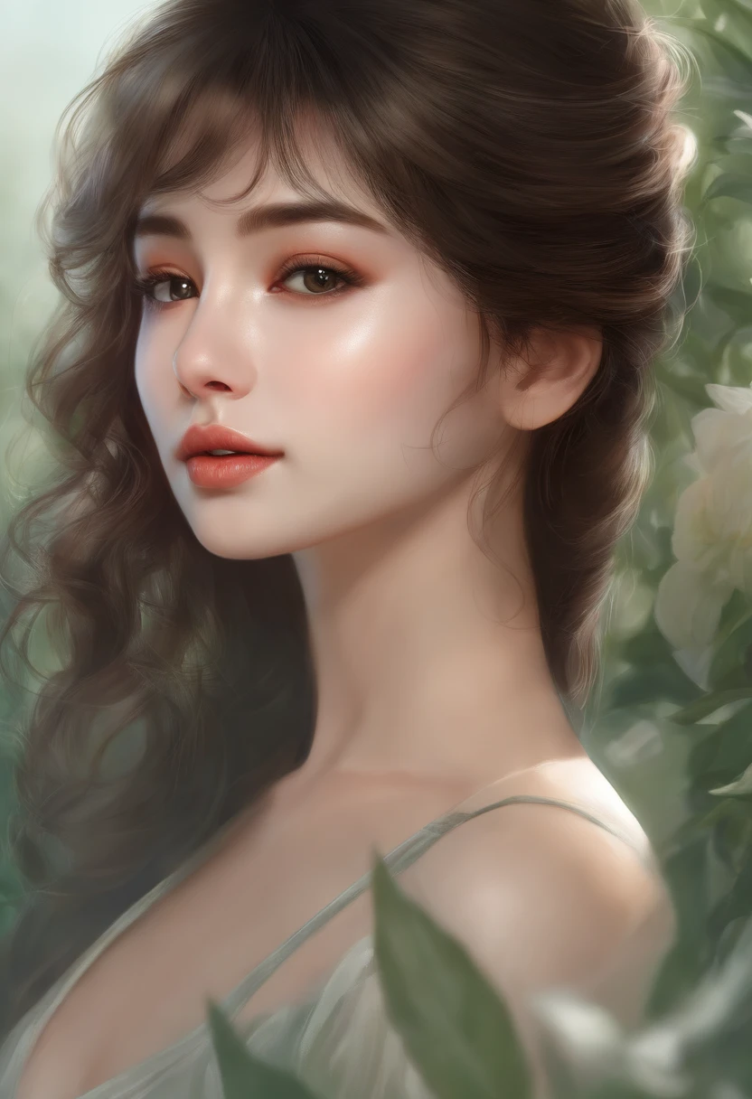 (best quality,realistic:1.37),ultra-detailed,portraits,beautiful detailed eyes,beautiful detailed lips,extremely detailed eyes and face,long eyelashes,medium:gradiente,medium:gradiente_Background Story,medium:verde_Background Story,1girl,listening_to_music,imaginative,soft_focus,freckles,pastel colors,ethereal lighting,hairstyle,subtle smile,solo by JM