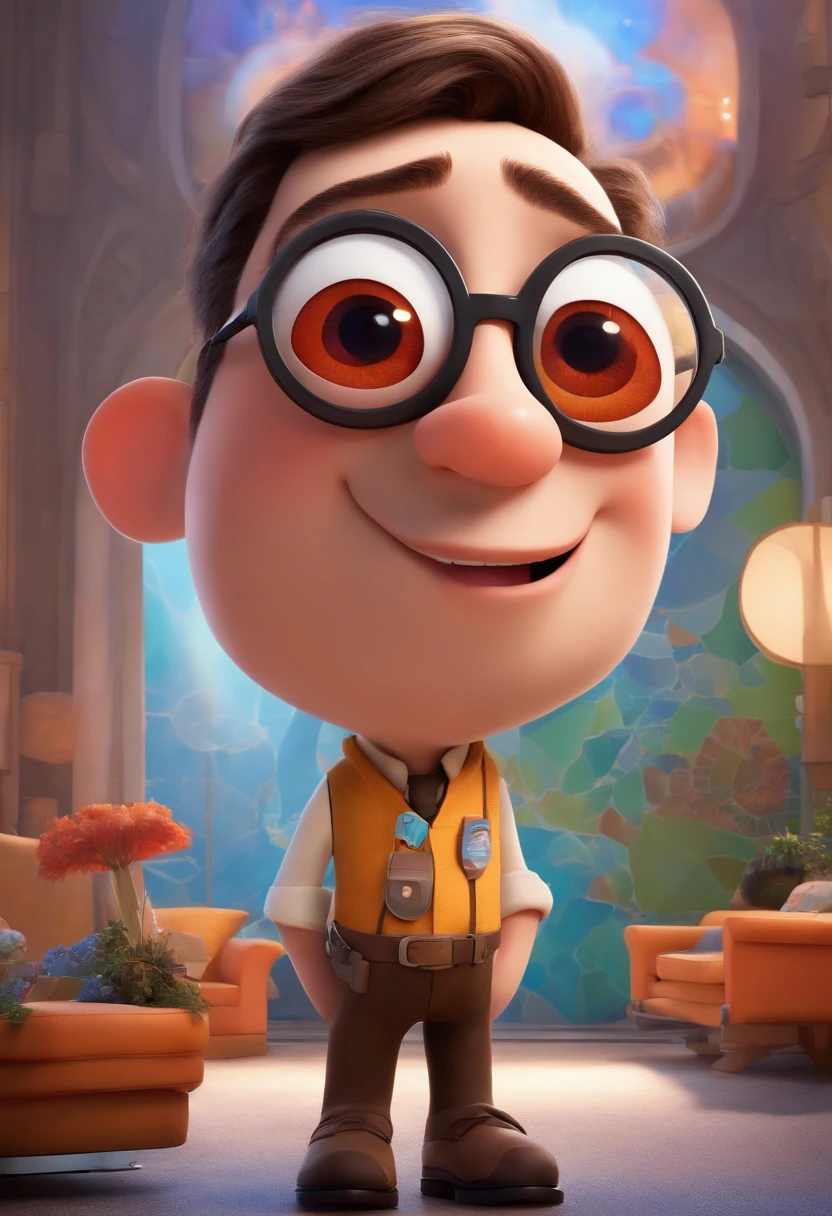 A futuristic yet realistic dream architect, inspired by Pixar animation, up close. The character takes center stage with captivating facial expressions, offering a touch of unreality.
