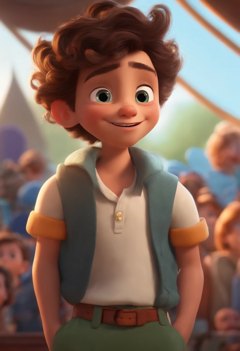 Image of a boy for a story in a YouTube video in Pixar format, He's the little allabester, He's the class leader, He's outgoing, Playful and gets up for a lot of things