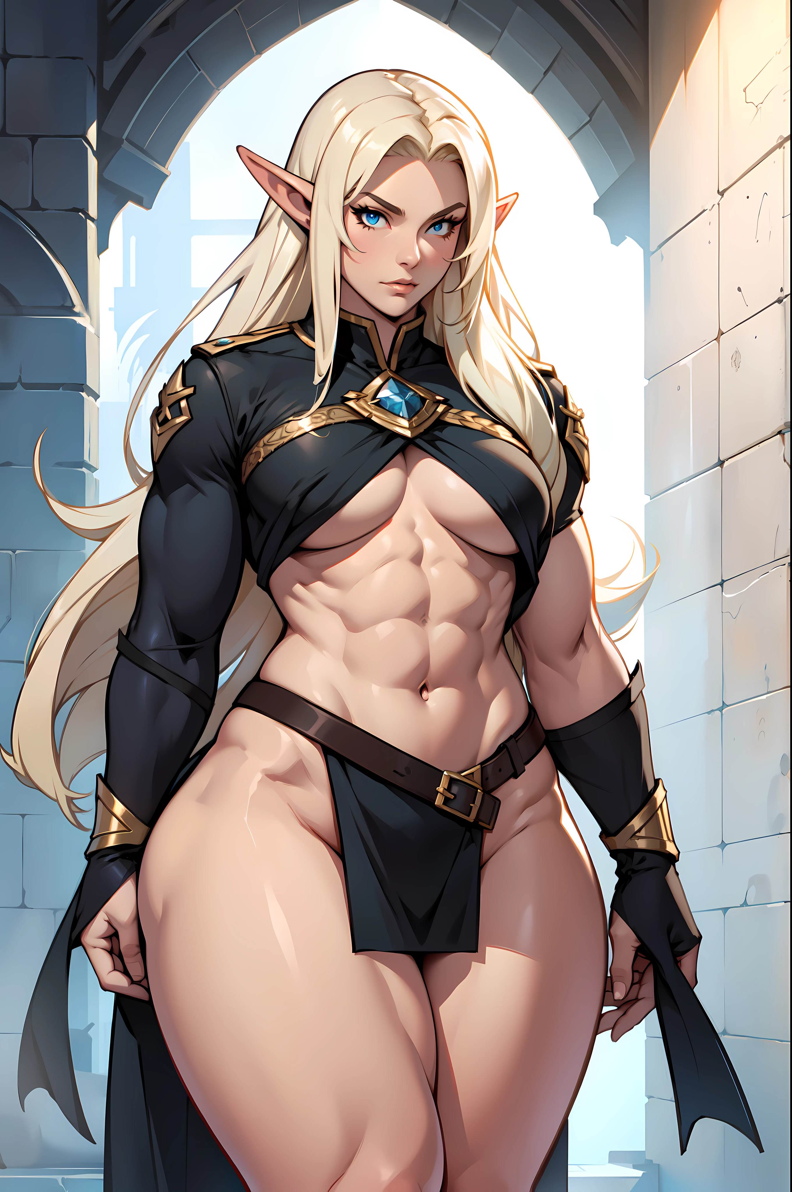 extremely long hair perfect anatomy 1 girl tall solo curvy (muscular) high elf