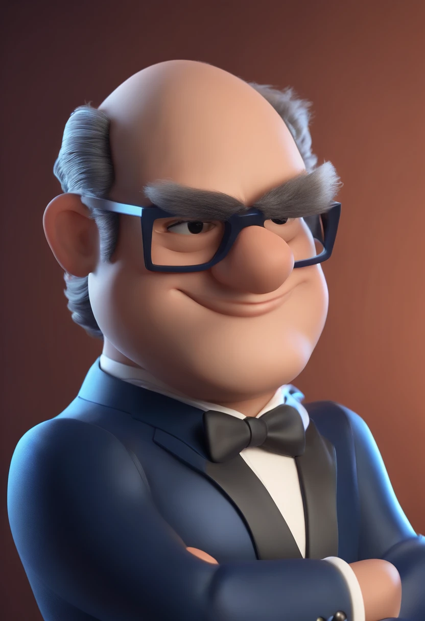 Cartoon character of a man wearing black glasses and a blue shirt, um personagem animado, Caractere estilizado, animation style rendering, 3D estilizado, Arnold Maya render, 3 d render stylized, toon render keyshot, Personagem 3D, Personagem 3D, 3d rendering stylized, 3 d character render, personagem de desenho animado, Personagem de close up, Pose de personagem, (Estilo Pixar) (master part:1.2) (Bokeh) (best quality) (pele detalhada) (textura detalhada) (8k) (argila) (Cinematic lighting) (foco nítido，Senta e vaza a parte superior do corpo