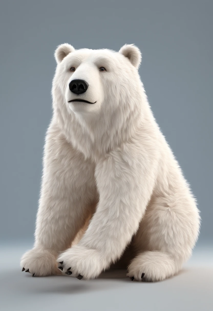 An extremely fluffy 1ft tall white bear