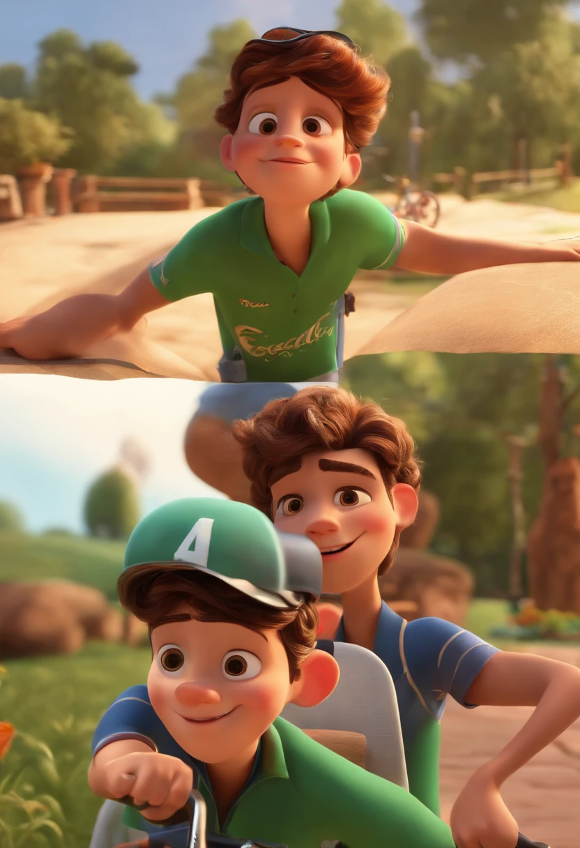 crie nos 3 ciclistas com a camisa do quebra freio na Pixar, ..3d, Disney