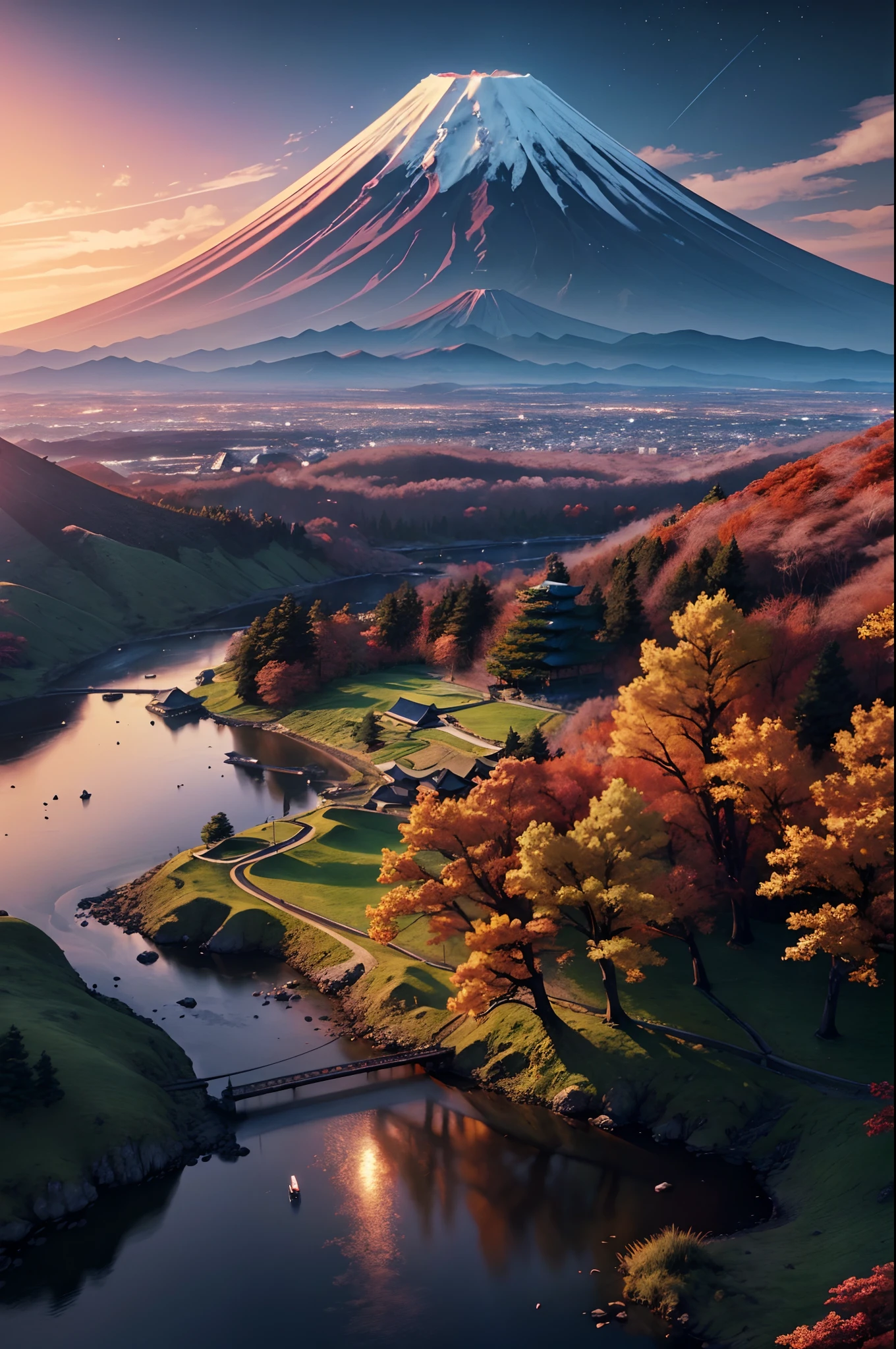 Mt fuji, Honshu, (Illustration: 1.0), epic composition, Realistic lighting, high definition detail, masutepiece, Best Quality, (extremely detailed CG unified 8k wallpaper), 1 man --auto