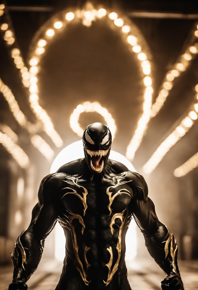 White and Gold Venom, battle pose, screaming