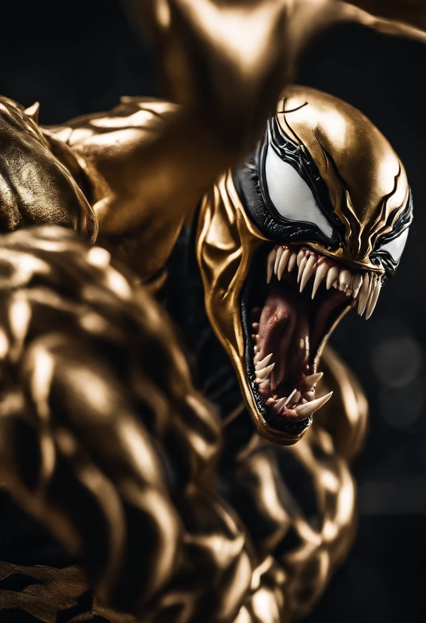 White and Gold Venom, battle pose, screaming