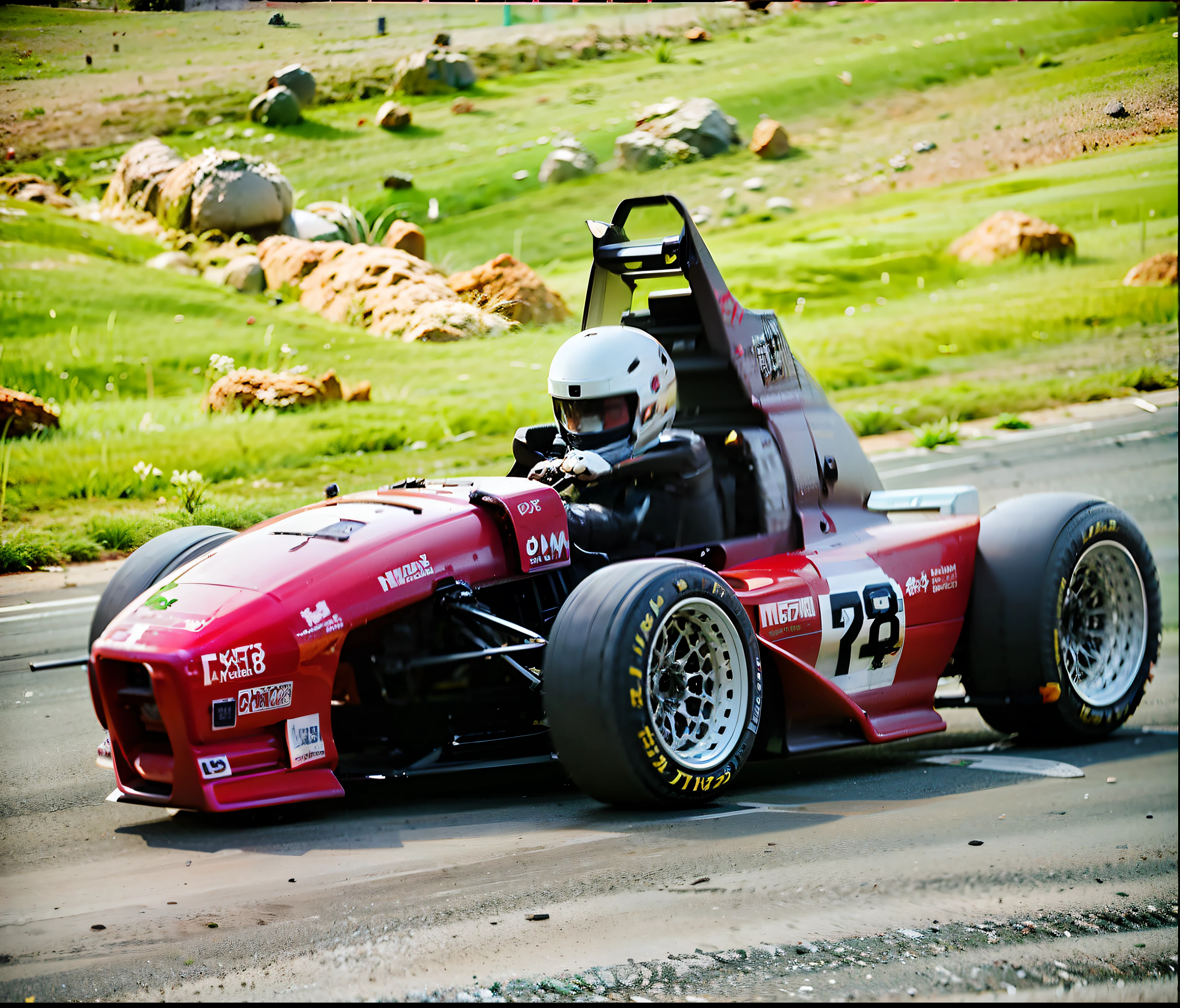 there is a man driving a race car on a track, formulas, - Formula car SAE , album photo, Corrida, Carro de corrida, reto, Jamie Reid, carro de corrida, fsae Scott Robertson, Liam Brazier, foto do perfil, Neil Richards, front-end longo, na pista de corrida, Directed by: Thomas Furlong, panning shot, FSAE - brasil