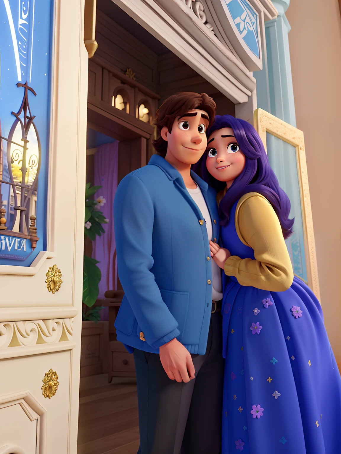 Poster no estilo Disney pixar, alta qualidade, melhor qualidade, castelo e floresta