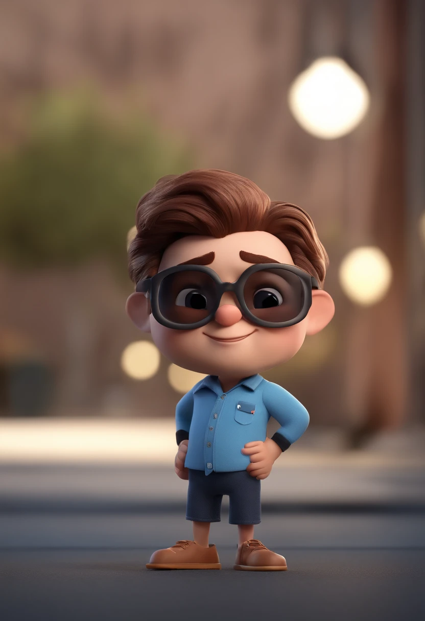 Cartoon character of a man with black glasses and a blue shirt, animation character, Caractere estilizado, animation style rendering, 3D estilizado, Arnold Maya render, 3 d render stylized, toon render keyshot, Personagem 3D, Personagem 3D, 3d rendering stylized, 3 d character render, personagem de desenho animado, Personagem de close up, Pose de personagem, (Estilo Pixar) (master part:1.2) (Bokeh) (best quality) (pele detalhada) (textura detalhada) (8k) (argila) (Cinematic lighting) (foco nítido