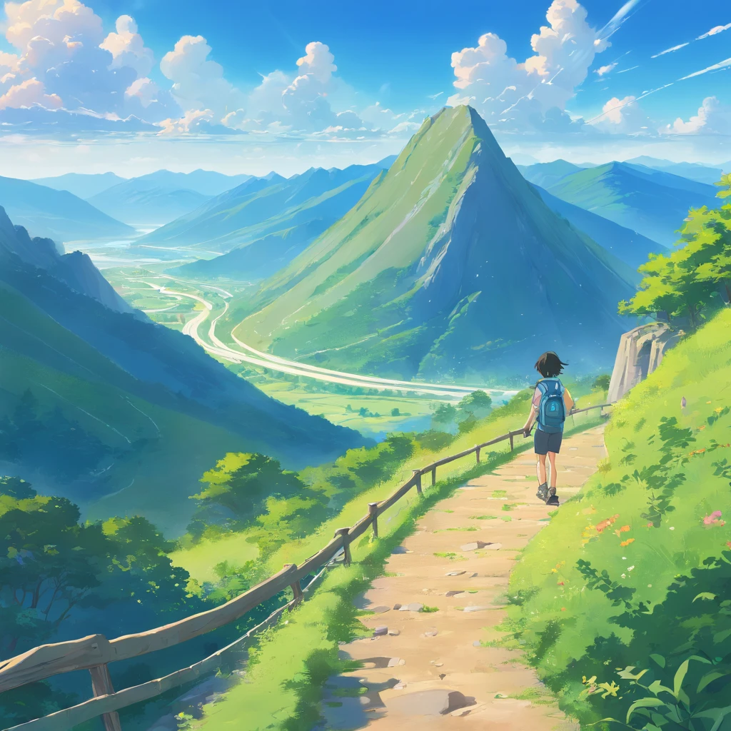 Hareful、tortoise、mountain climbing、Winding road、Mountain in the back、competion、No humans、
