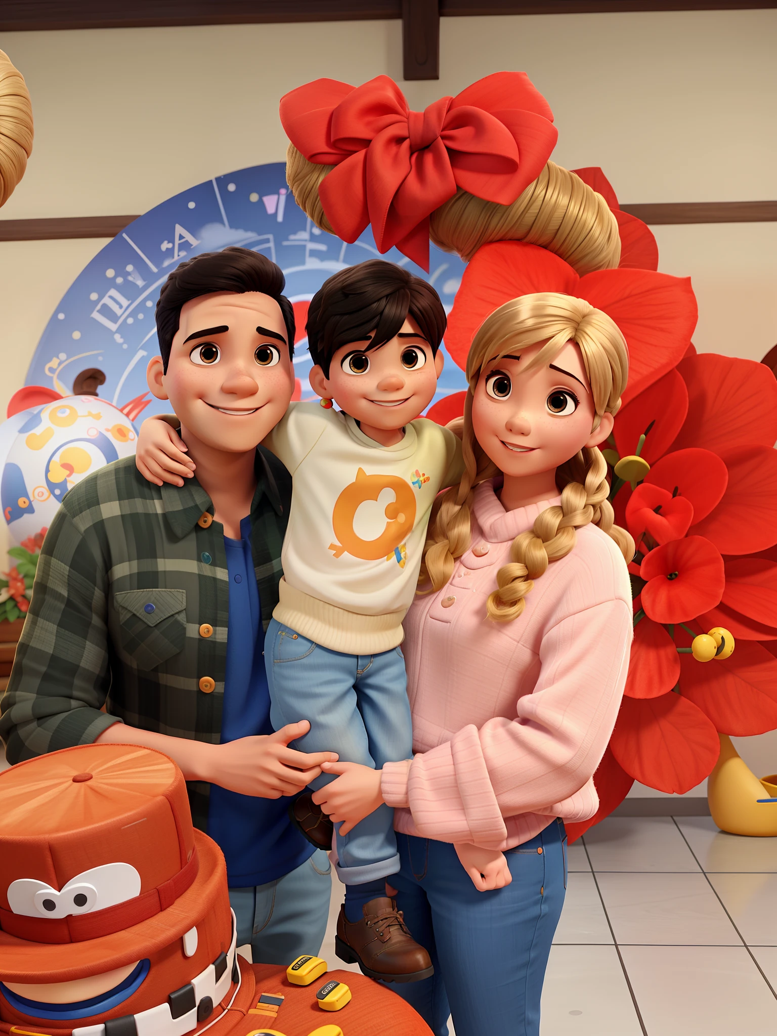 pai, mami, cabelo pequeno, Disney pixar |