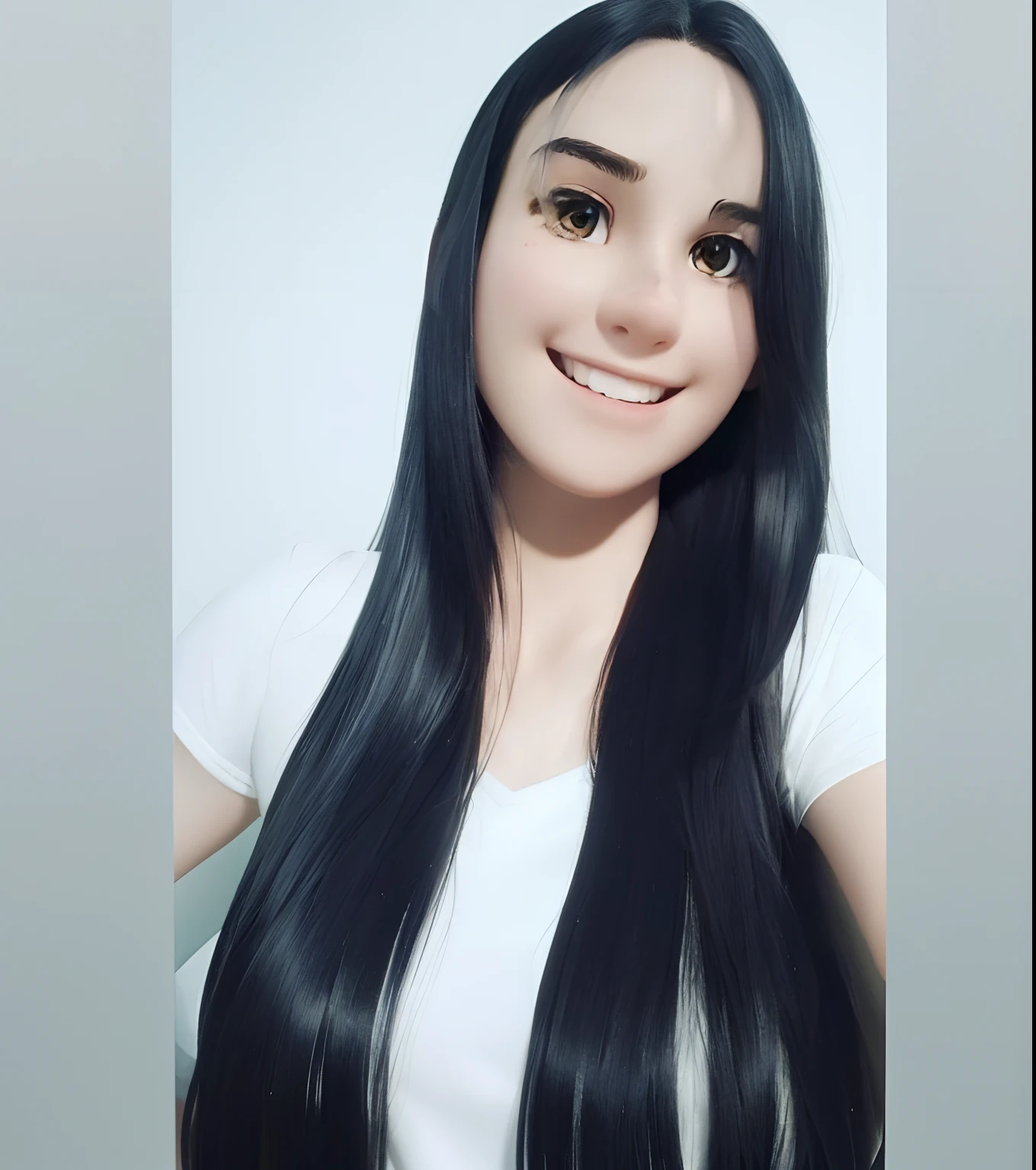 I want a drawing of a 20-year-old girl with dark, long hair