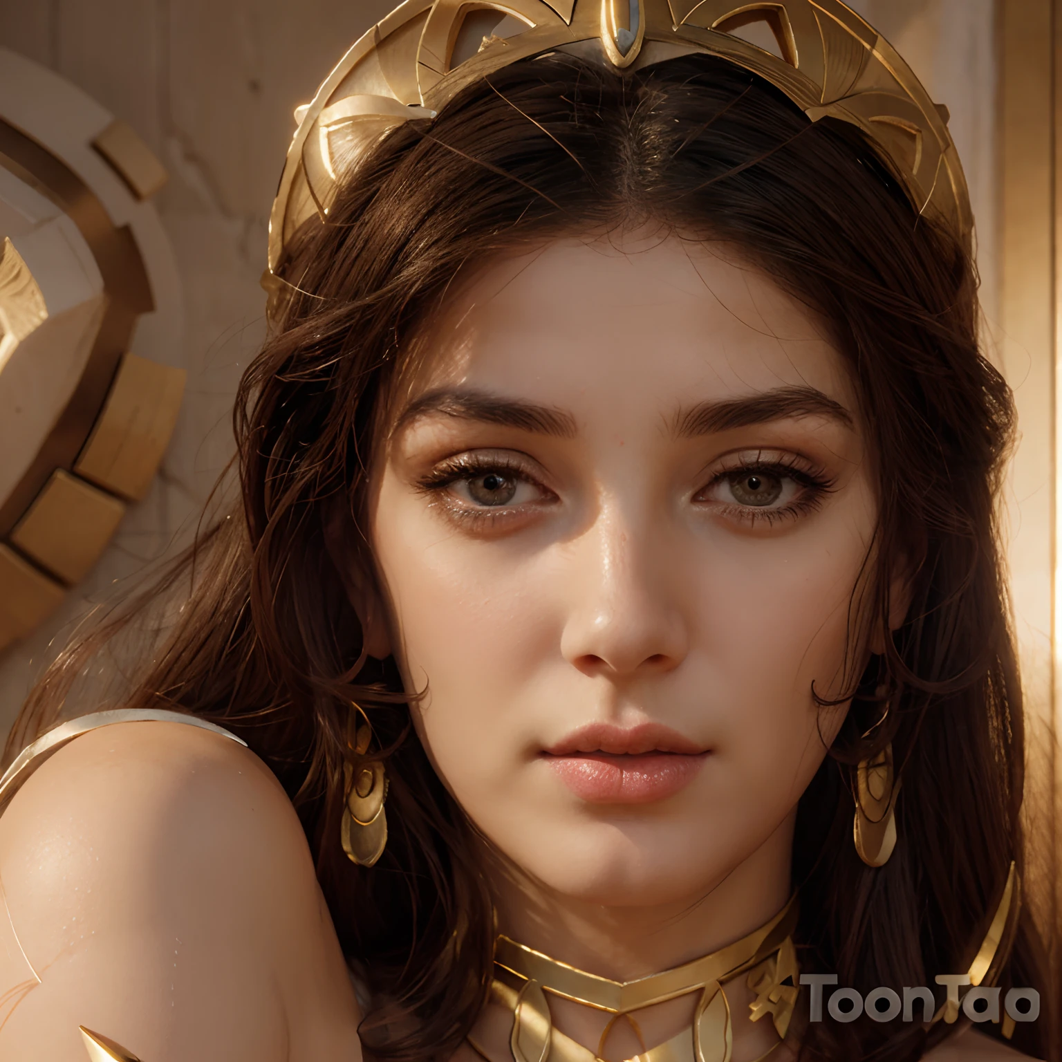 Ancient greek goddess Hera ultra realistic,   ultra straight nose, drawn eyes, thin lips, 8k.