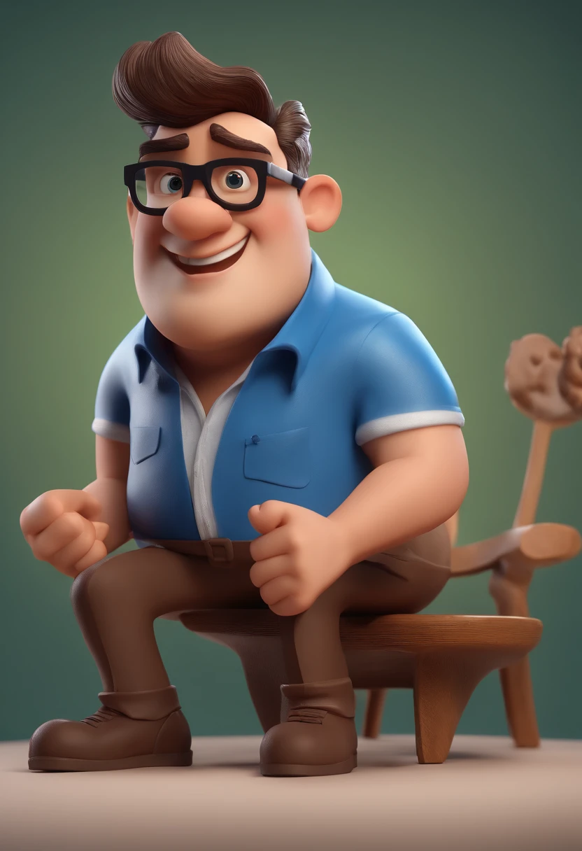 Cartoon character of a man with black glasses and a blue shirt, animation character, Caractere estilizado, animation style rendering, 3D estilizado, Arnold Maya render, 3 d render stylized, toon render keyshot, Personagem 3D, Personagem 3D, 3d rendering stylized, 3 d character render, personagem de desenho animado, Personagem de close up, Pose de personagem,  (Estilo Pixar) (master part:1.2) (Bokeh) (best quality) (pele detalhada) (textura detalhada) (8k) (argila) (Cinematic lighting) (foco nítido