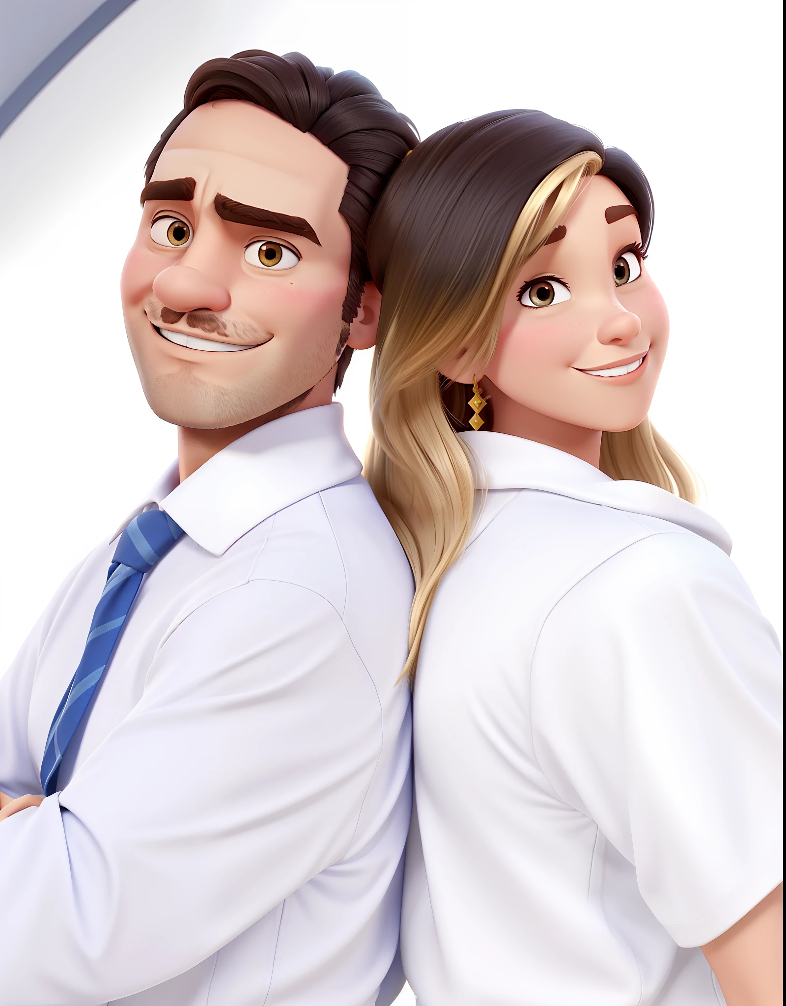 casal homem com barba e mulher no estilo Disney Pixar, alta qualidade, melhor qualidade