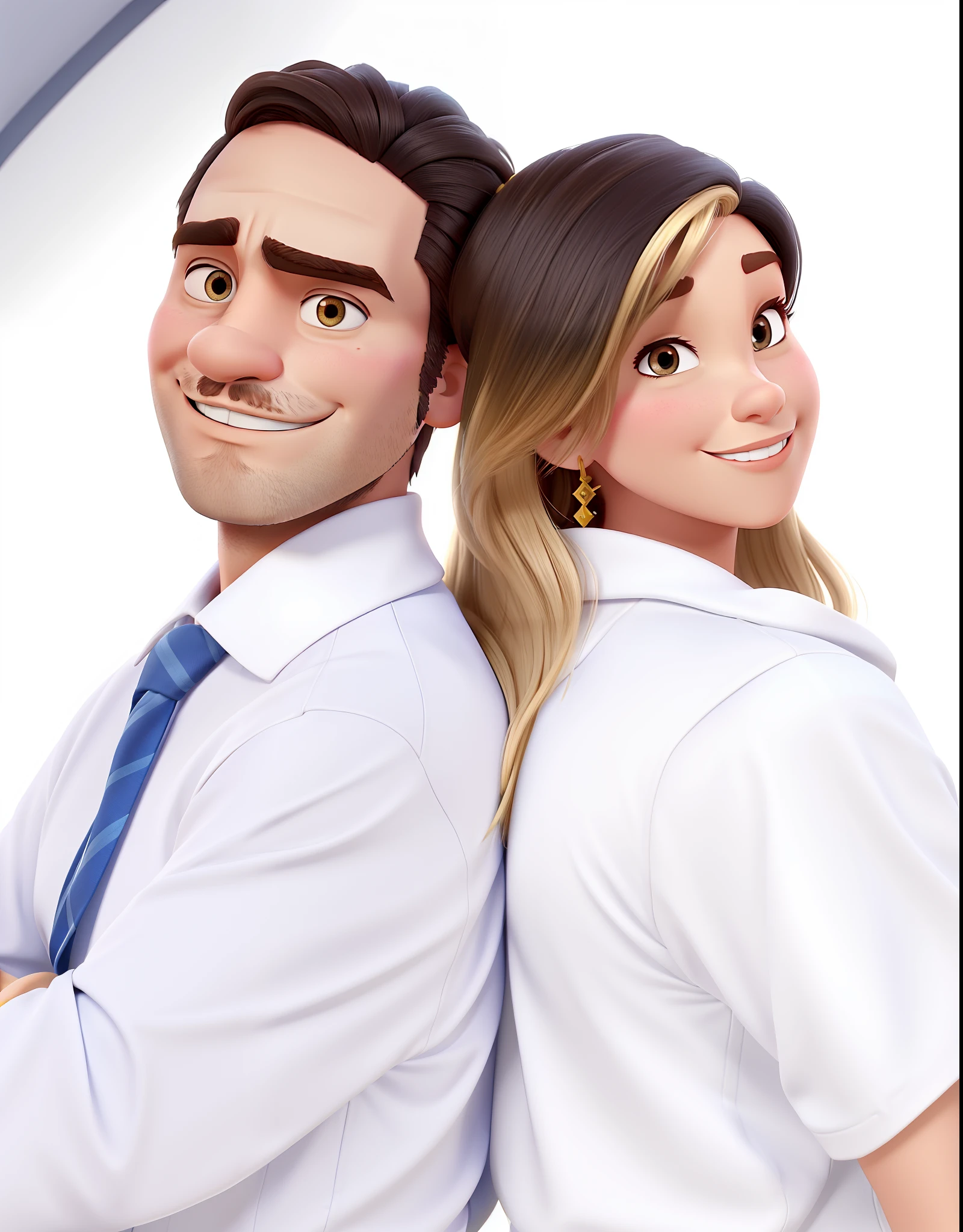 casal homem com barba e mulher no estilo Disney Pixar, alta qualidade, melhor qualidade