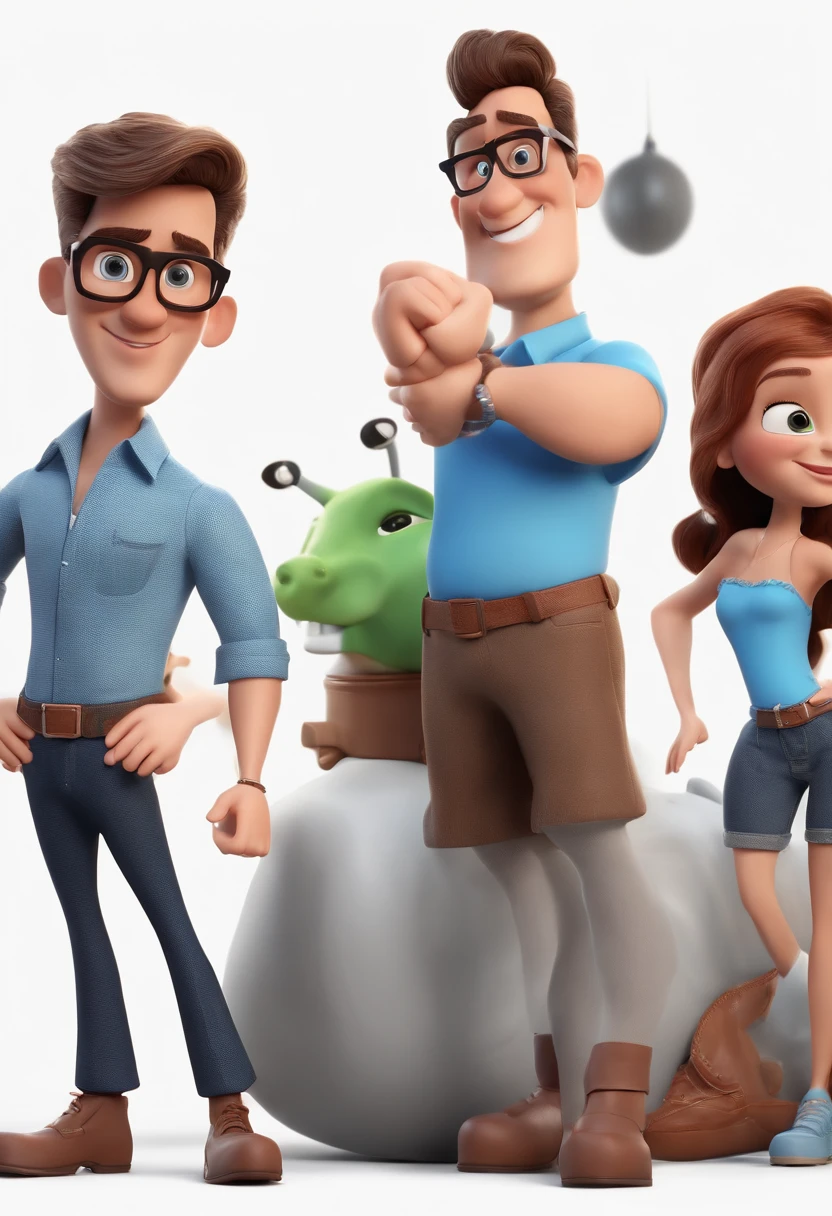 Cartoon character of a man with black glasses and a blue shirt, animation character, Caractere estilizado, animation style rendering, 3D estilizado, Arnold Maya render, 3 d render stylized, toon render keyshot, Personagem 3D, Personagem 3D, 3d rendering stylized, 3 d character render, personagem de desenho animado, Personagem de close up, Pose de personagem, (Estilo Pixar) (master part:1.2) (Bokeh) (best quality) (pele detalhada) (textura detalhada) (8k) (argila) (Cinematic lighting) (foco nítido