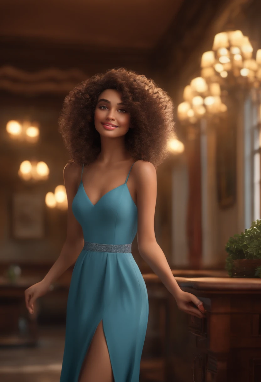 (best quality,4k,8k,highres,masterpiece:1.2),ultra-detailed,(realistic,photorealistic,photo-realistic:1.37),detailed eyes,detailed lips,long curly hair,joyful expression,colorful clothing,graceful movements,youthful,sparkling background,professional rendering,cinematic lighting,Pixar style,Disney inspired,3D character with realistic features,close-up shots,emotional storytelling,soft shadows,energetic dance routine,catchy music,fluid motion,attention to facial expressions,beautifully textured dress,impressive hair physics,vibrant colors,expressive eyes and lips,playful atmosphere,life-like rendering,high-definition textures,on-point makeup,curly hair with bounce,endearing gestures,meticulous attention to detail