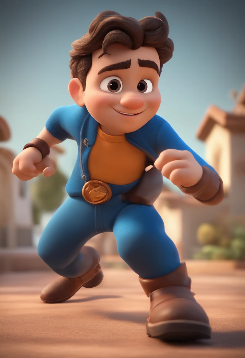 personagem dos desenhos animados de um homem de camisa azul, animation character, Caractere estilizado, animation style rendering, 3D estilizado, Arnold Maya render, 3 d render stylized, toon render keyshot, Personagem 3D, Personagem 3D, 3d rendering stylized, 3 d character render, personagem de desenho animado, Personagem de close up, Pose de personagem,  (Estilo Pixar) (master part:1.2) (Bokeh) (best quality) (pele detalhada) (textura detalhada) (8k) (argila) (Cinematic lighting) (foco nítido