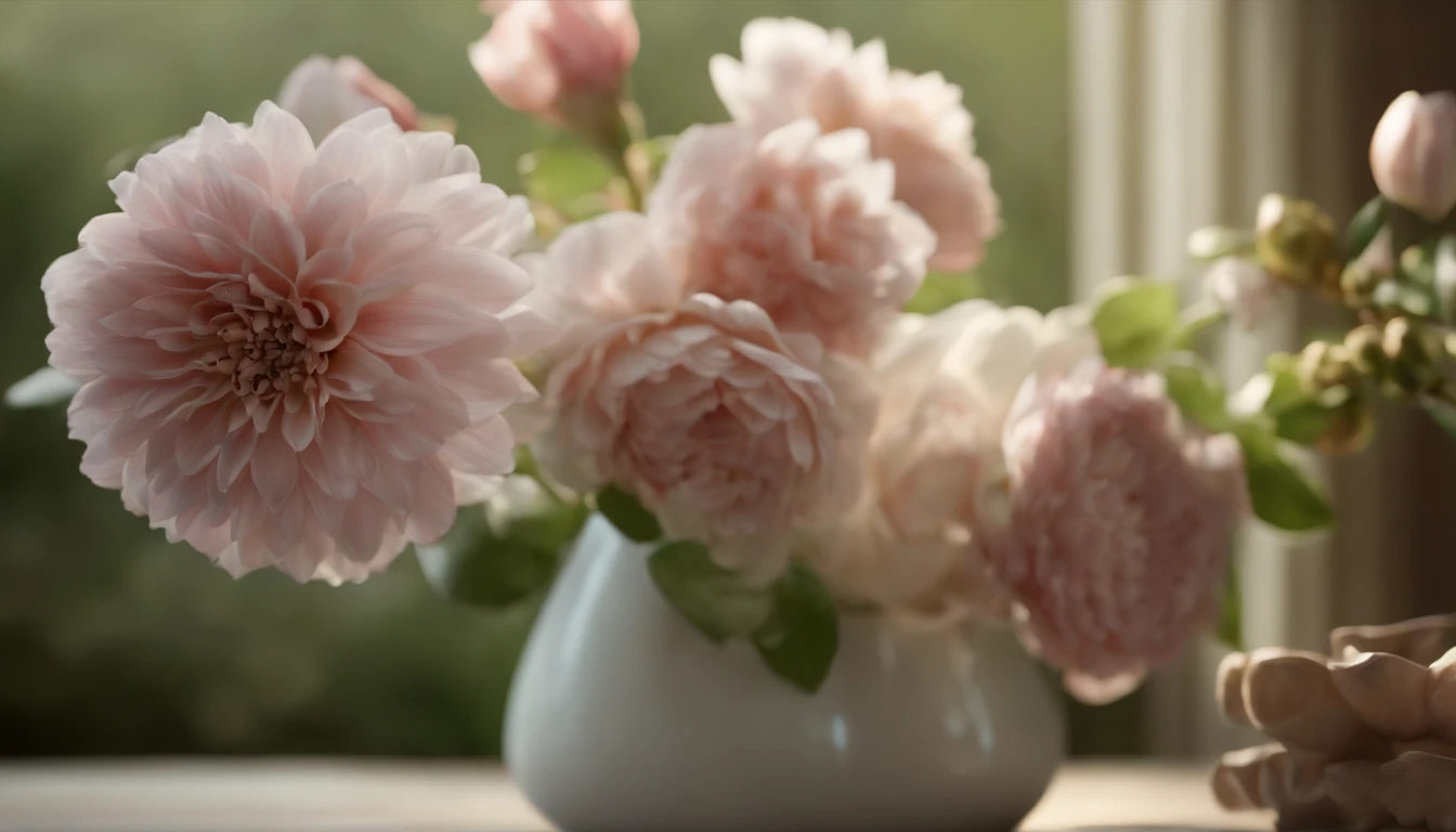 (Prompt)
(realistic,photorealistic:1.37),(best quality,4k,8k,highres,masterpiece:1.2),ultra-detailed,studio lighting,front view,still life painting,vase of flowers,intricate details,(intricate,detailed,delicate) texture,petals,foliage