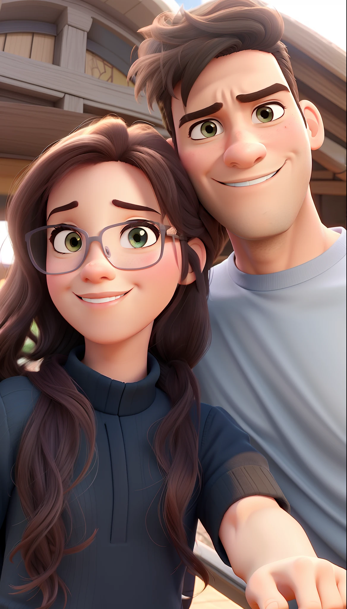Um casal estilo Disney pixar, alta qualidade, melhor qualidade
