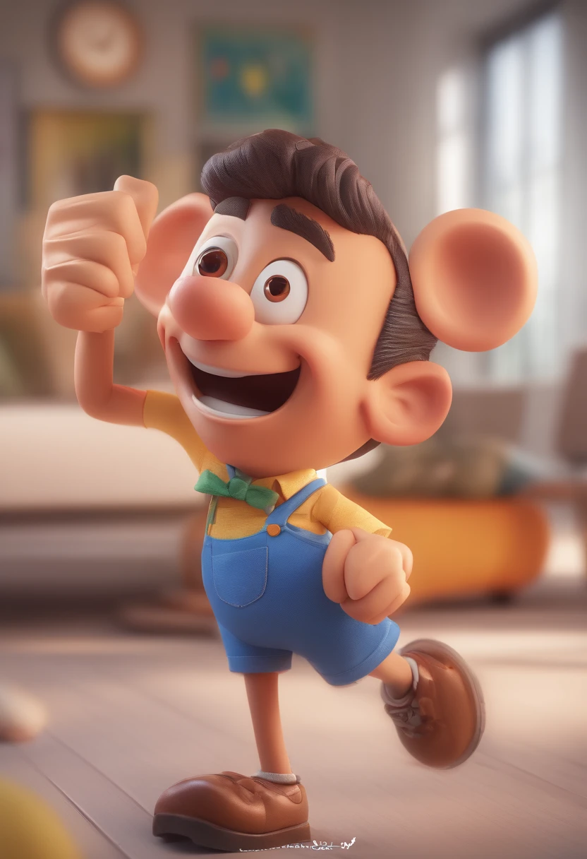 Smiling Man Illustration, sorriso insano, Homem de pele marrom com um sorriso gigante, happily smiling at the camera, sorriso atrevido, he's smiling, sorriso muito grande, Macho sorridente, foto de perfil headshot, rindo sorriso enorme, desenhando no estilo de Arte 3D, c4d, fundo de cor branco puro, estilo disney, estilo pixar render ilustracao Super Detalhe, 8k