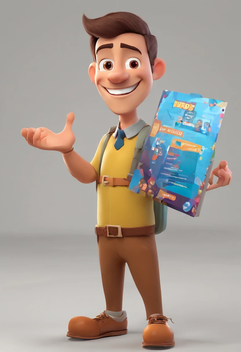 Smiling Man Illustration, sorriso insano, Homem de pele marrom com um sorriso gigante, happily smiling at the camera, sorriso atrevido, he's smiling, sorriso muito grande, Macho sorridente, foto de perfil headshot, rindo sorriso enorme, desenhando no estilo de Arte 3D, c4d, fundo de cor branco puro, estilo disney, estilo pixar render ilustracao Super Detalhe, 8k