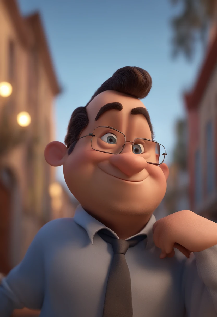 Cartoon character of a man with black glasses and a blue shirt, animation character, Caractere estilizado, animation style rendering, 3D estilizado, Arnold Maya render, 3 d render stylized, toon render keyshot, Personagem 3D, Personagem 3D, 3d rendering stylized, 3 d character render, personagem de desenho animado, Personagem de close up, Pose de personagem, (Estilo Pixar) (master part:1.2) (Bokeh) (best quality) (pele detalhada) (textura detalhada) (8k) (argila) (Cinematic lighting) (foco nítido
