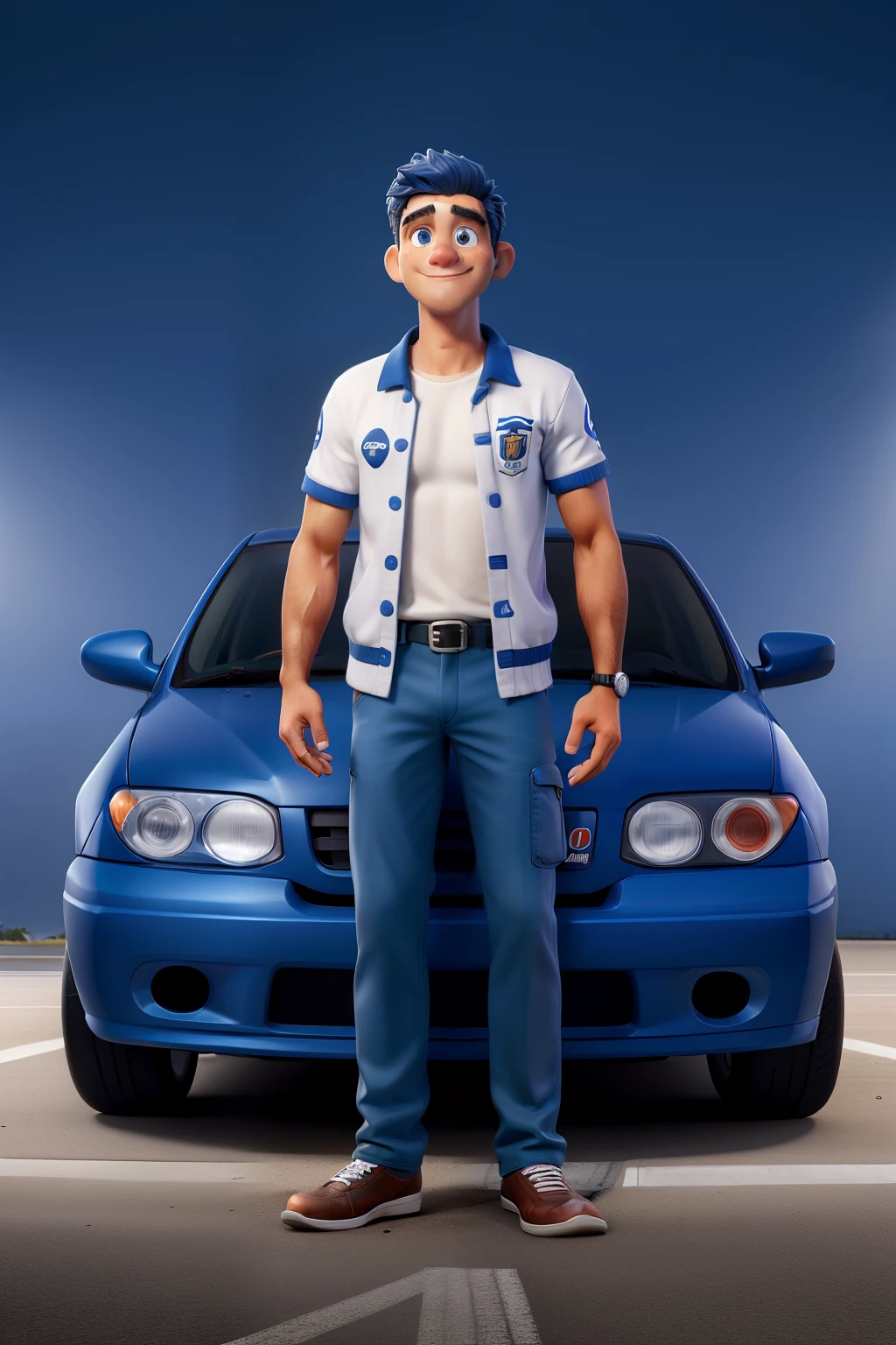 Um homem branco loiro de olho azul acima do peso com um carro Honda Civic ej1 1994