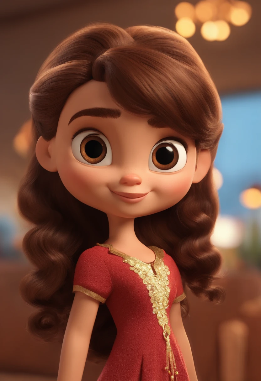 personagem dos desenhos animados de uma menina de 7 anos, cabelos castanhos claros, olhos azuis, , animation character, Caractere estilizado, animation style rendering, 3D estilizado, Arnold Maya render, 3 d render stylized, toon render keyshot, Personagem 3D, Personagem 3D, 3d rendering stylized, 3 d character render, personagem de desenho animado, Personagem de close up, Pose de personagem,  (Estilo Pixar) (master part:1.2) (Bokeh) (best quality) (pele detalhada) (textura detalhada) (8k) (argila) (Cinematic lighting) (foco nítido)