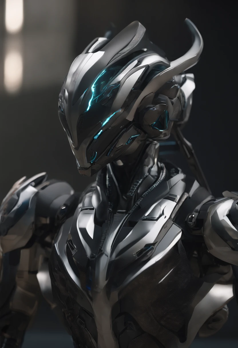 Viper Mecha, corpo inteiro, soio, Cyberpunk, Delicate Snake Head Head, caixa cega popmart, textura de argila, Pisando na Terra, Fundo preto e branco, bonsai, Base Redonda, natural  lightting, best quality, ultra detalhe, Arte 3D, c4d, Renderizador OC, 3D rendering, 8k
