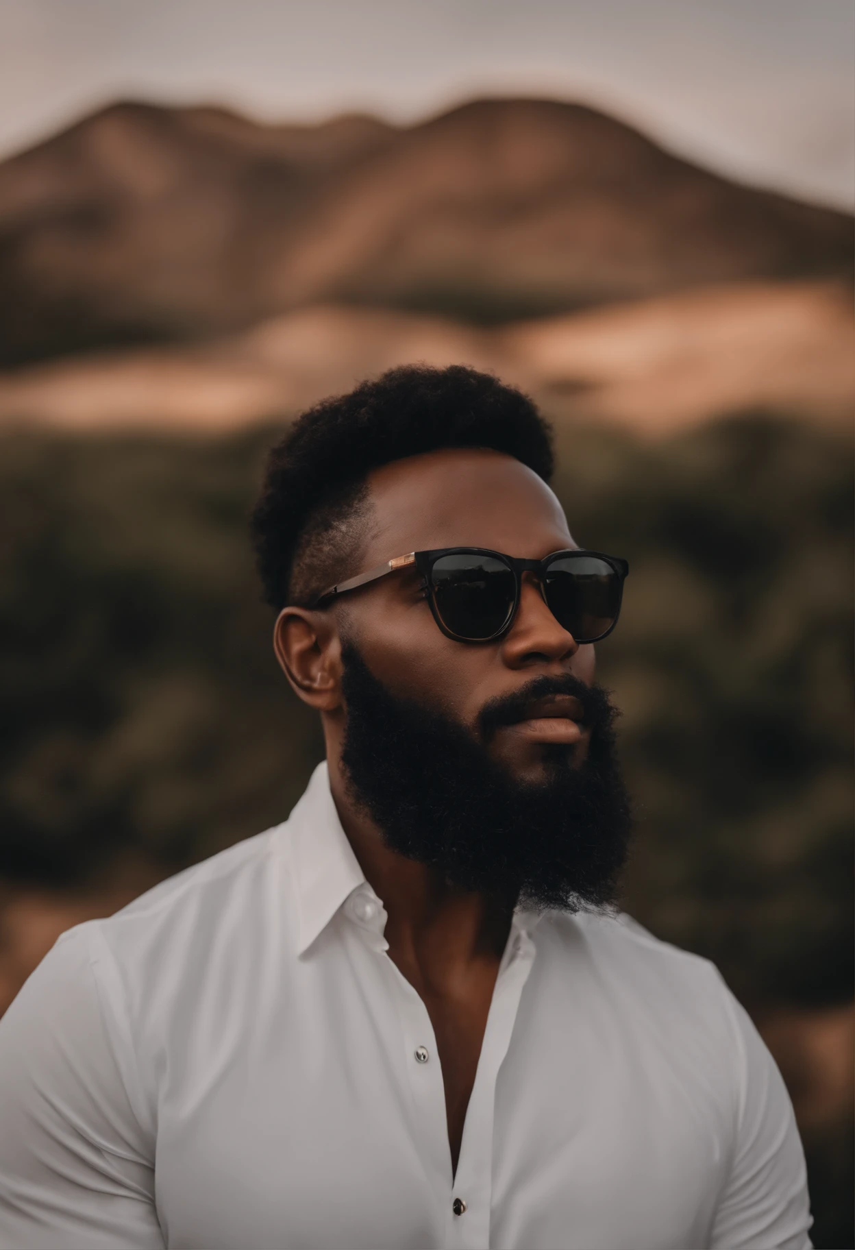 (alta qualidade, 1 homem negro, careca, olhos castanhos, pele negra claro, forte.