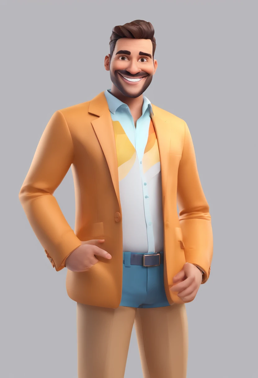 Smiling Man Illustration, sorriso insano, Homem de pele marrom com um sorriso gigante, happily smiling at the camera, sorriso atrevido, he's smiling, sorriso muito grande, Macho sorridente, foto de perfil headshot, rindo sorriso enorme, desenhando no estilo de Arte 3D, c4d, fundo de cor branco puro, estilo disney, estilo pixar render ilustracao Super Detalhe, 8k