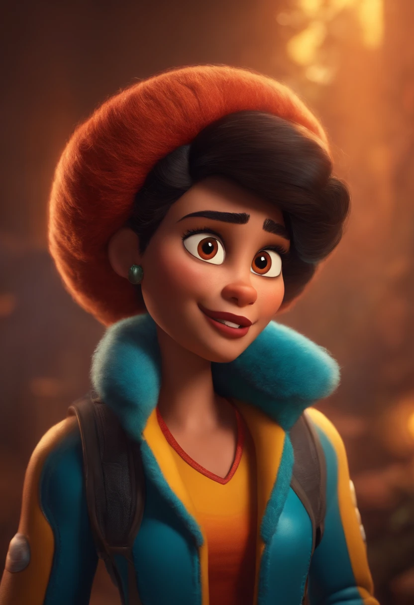 Criar um personagem no estilo pixar dentro de um jaleco. personagem morena