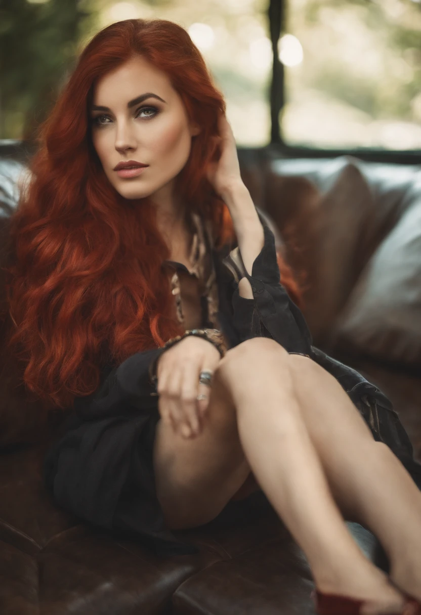 A lonely girl, in the lower body, inspired by the animation of Gravity Falls, beautiful red hair,