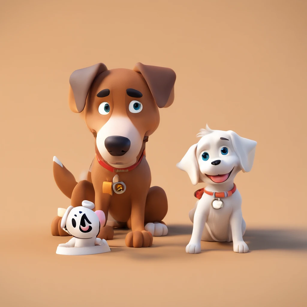 Brown and white shit-zu boy and dog, Disney pixar