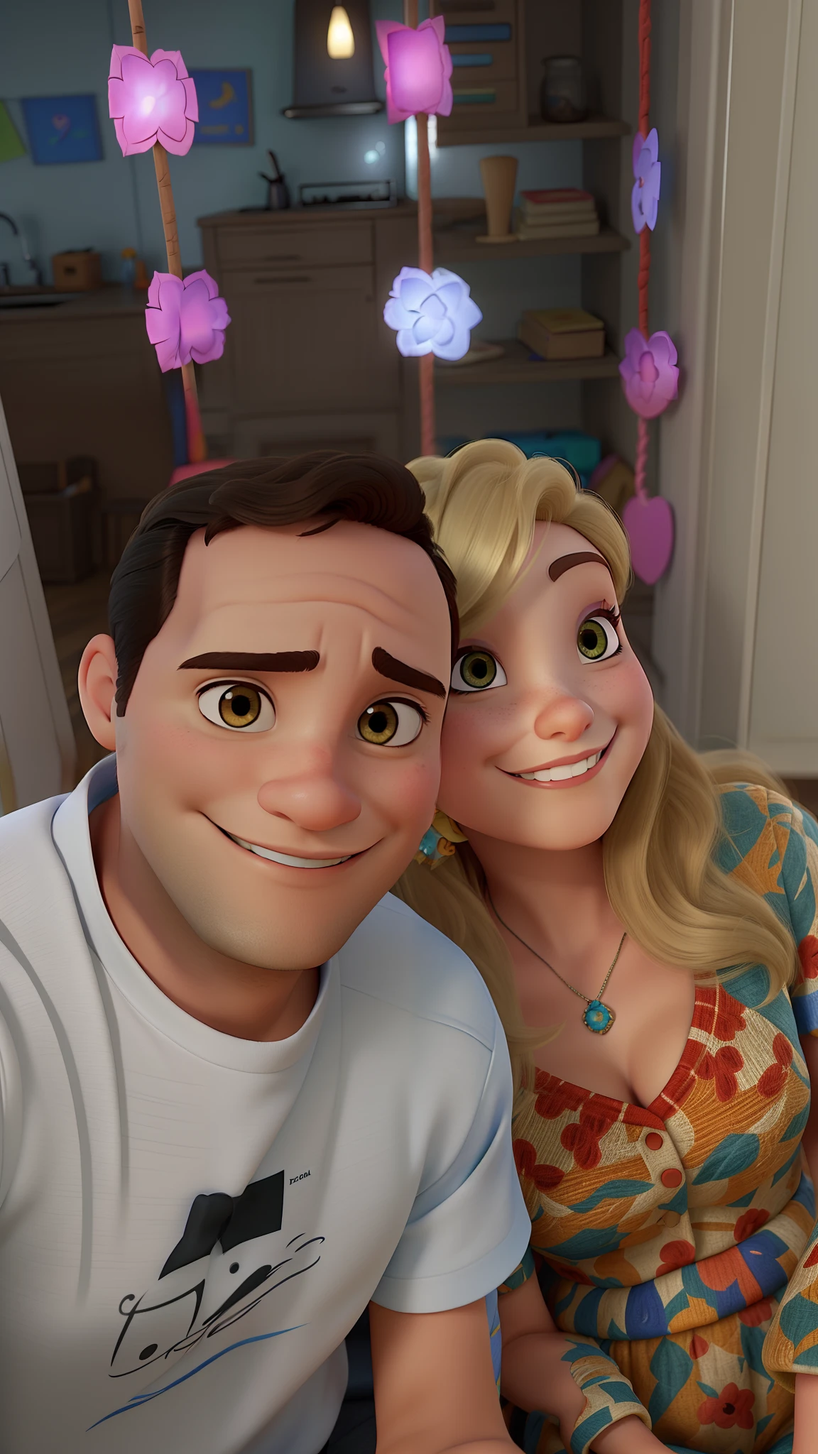 Um casal estilo Disney Pixar, melhor qualidade, qualidade alta