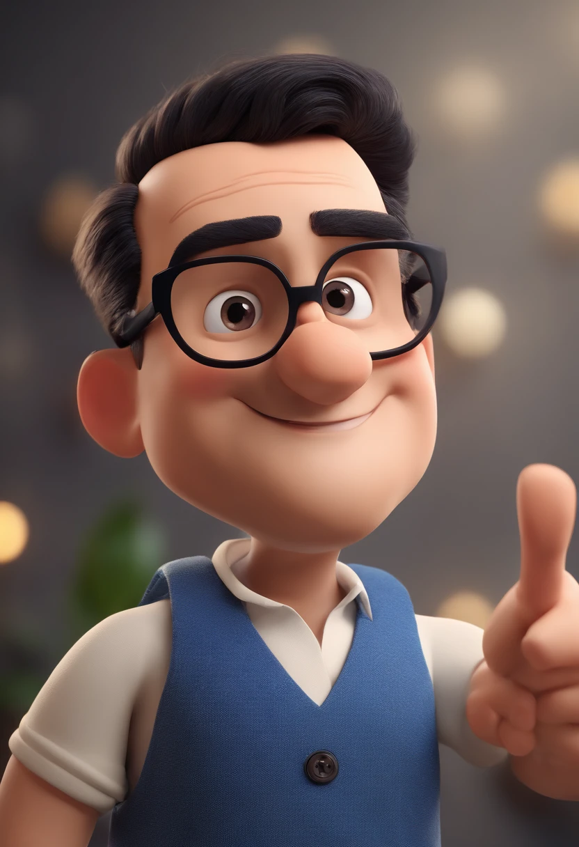 Cartoon character of a man with black glasses and a blue shirt, animation character, Caractere estilizado, animation style rendering, 3D estilizado, Arnold Maya render, 3 d render stylized, toon render keyshot, Personagem 3D, Personagem 3D, 3d rendering stylized, 3 d character render, personagem de desenho animado, Personagem de close up, Pose de personagem, (Estilo Pixar) (master part:1.2) (Bokeh) (best quality) (pele detalhada) (textura detalhada) (8k) (argila) (Cinematic lighting) (foco nítido